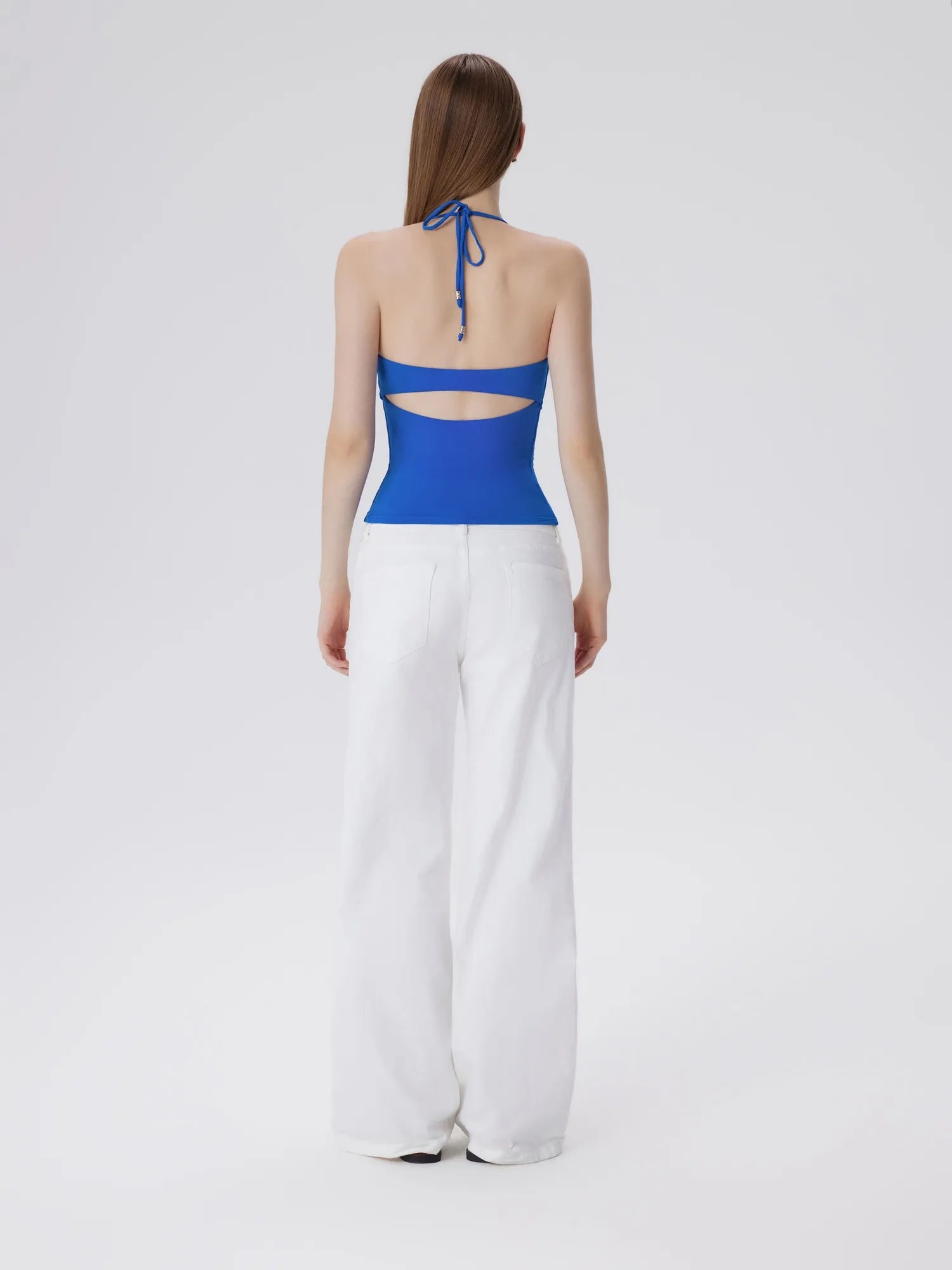 Open Back Silver Botton Y2K Tank Tops