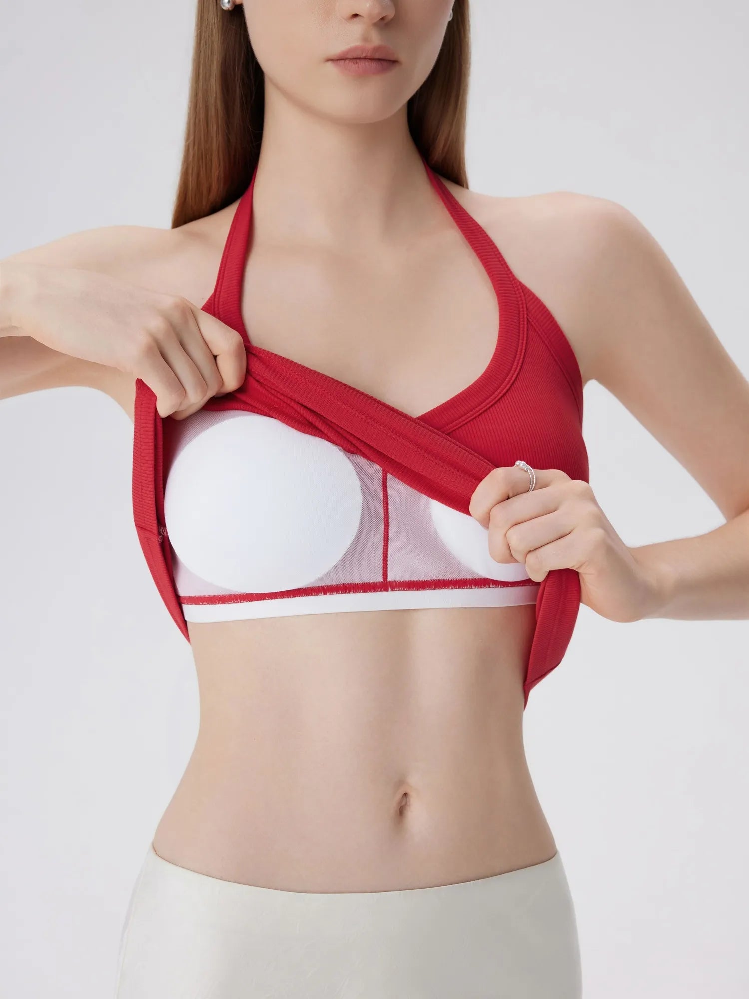 Cotton Ribbed V Neck Halter Tank Top